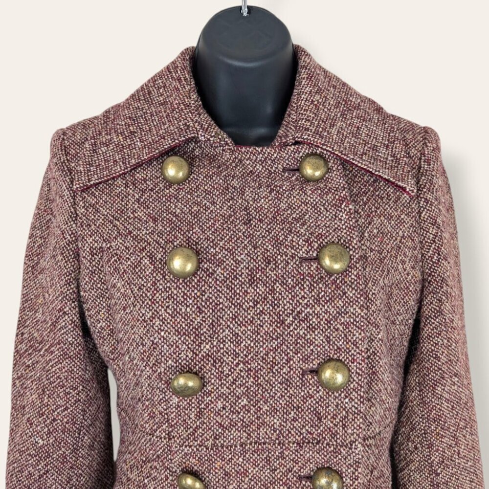 Guess Red Tweed Military-Style Jacket - Picture 5 of 13
